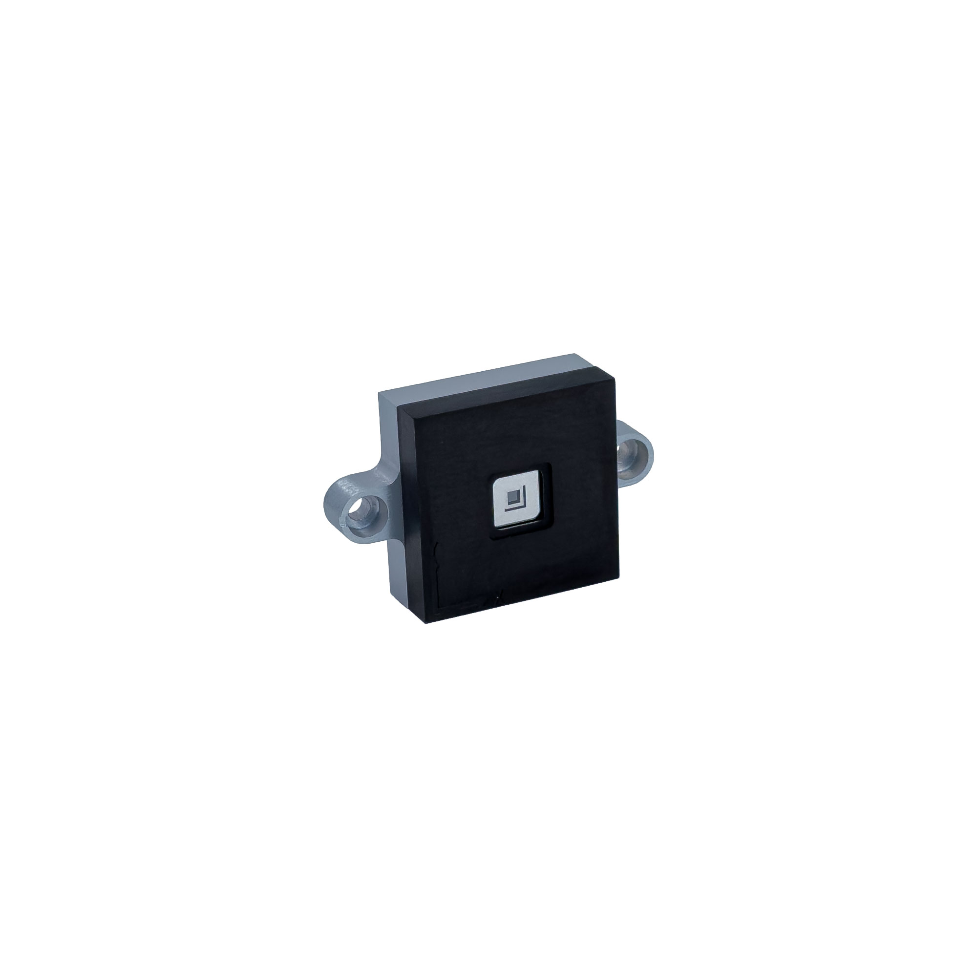 Small black square camera module with mounting brackets